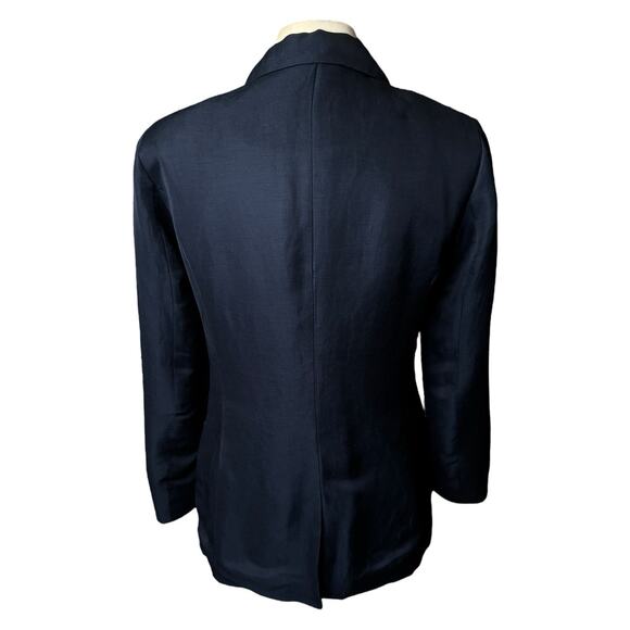Scotch & Soda Navy Blue Linen Blend Blazer Medium Single Button Preppy Lined - Picture 4 of 8